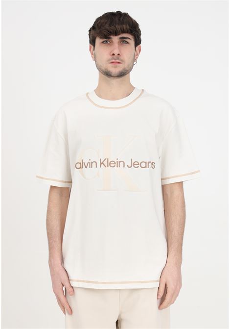 Beige men's t-shirt washed monologue t-shirt CALVIN KLEIN JEANS | J30J324673YBIYBI